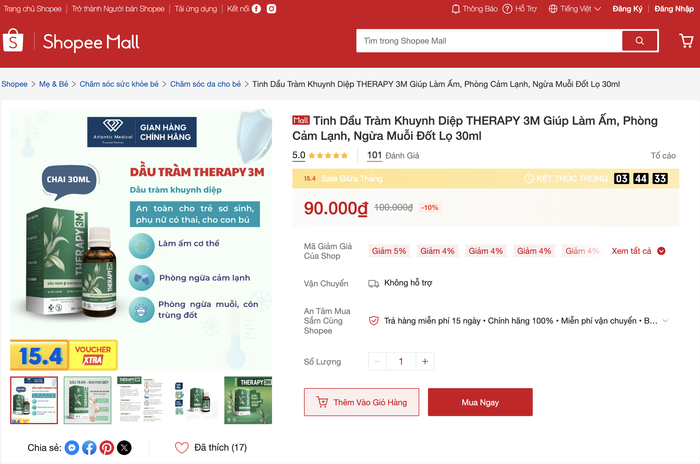 Dầu tràm THERAPY 3M bị thu hồi nhưng vẫn xuất hiện trên sàn thương mại điện tử